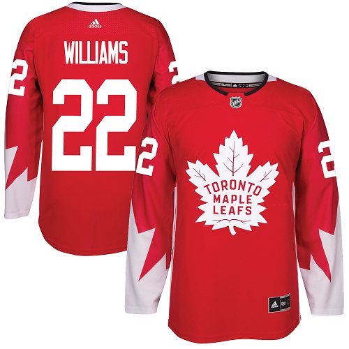 Adidas Maple Leafs #22 Tiger Williams Red Team Canada Authentic Stitched NHL Jersey - Click Image to Close